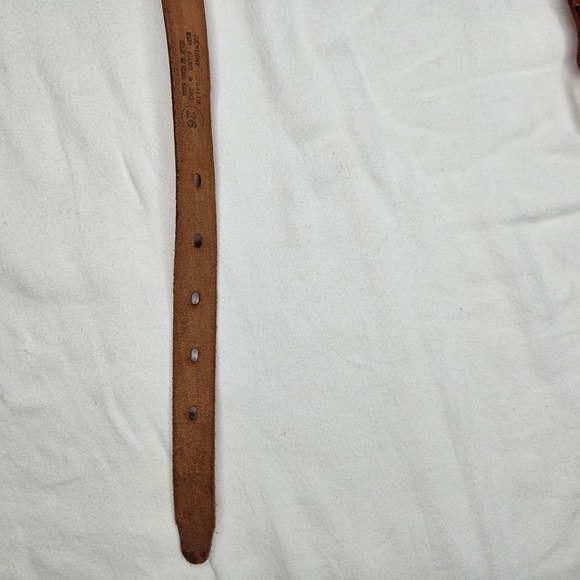 Vtb‎ Southwestern Hand Beaded Brown Cow Hide Belt Thunderbird Geometric Sz 26